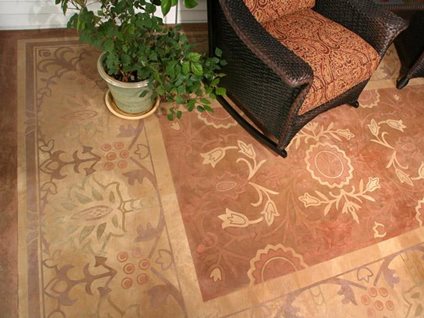 stenciled concrete floor